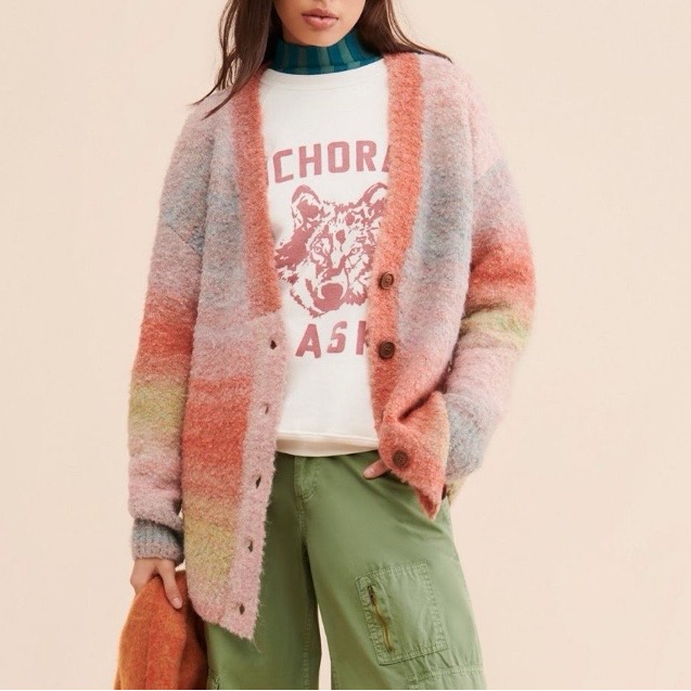 Free People Find Me Now Dusty Knit Oversized Cardigan Size Xs/S
